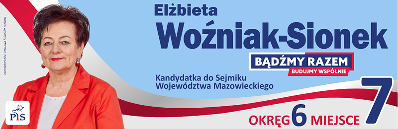 Ł. Sz. - Elzbieta-Wozniak-Sionek-baner wyborczy